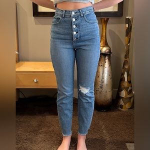 Express button up high waisted jeans